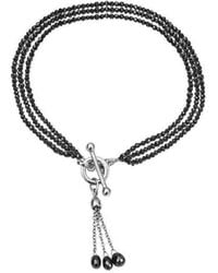 London Road Jewellery Exclusive 3 Row Diamond Bracelet With Tassel - Black