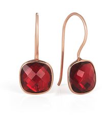 Lily Blanche Luminous Rose Gold Garnet Earrings - Red
