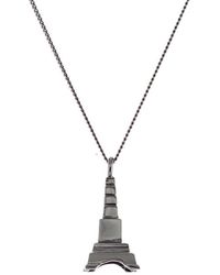 Origami Jewellery Mini Eiffel Tower Black Necklace - Metallic