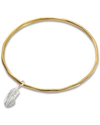 Lily Blanche - Feather Bangle Silver - Lyst