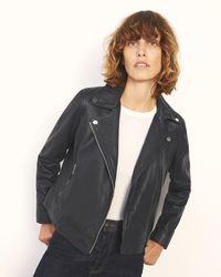 Jigsaw washed leather biker jacket Clearance