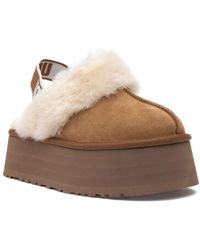 ugg funkette suede shearling platform slippers