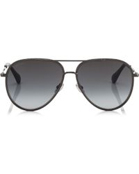 Jimmy Choo Triny Dark Grey Aviator Sunglasses With Black Metal Frame - Gray