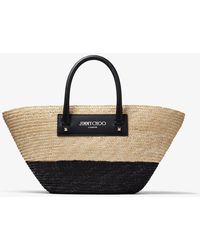 Jimmy Choo - Beach Basket Tote/s Natural/black/light Gold One Size - Lyst
