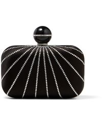Jimmy Choo Cloud Pochette En Satin Noir Serti De Cristaux