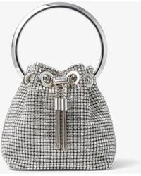 Jimmy Choo - Bon Bon Micro Crystal-Embellished Satin Bucket Bag - Lyst