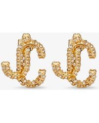 Jimmy Choo - Crystal-Embellished Jc Stud Earrings - Lyst