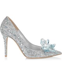 Jimmy Choo Avril Spitze Pumps Mit Kristall Crystal 34 - Mettallic