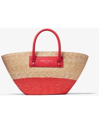 Jimmy Choo - Beach Basket Tote/s Natural/paprika/light Gold One Size - Lyst