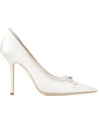 Jimmy Choo Love 100 Ivory Satin Court Shoes With Crystal Necklace Detail - White