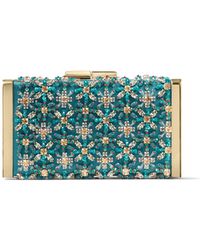 Jimmy Choo J Box Pochette En Satin Bleu Sarcelle Fonc Orn De Broderies De Cristaux Bleu Sarcelle Fonc/Multicolore One Size