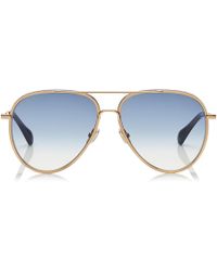 Jimmy Choo Triny Dark Blue Aviator Sunglasses With Gold Metal Frame