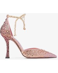 Jimmy Choo - Stevie 100 Satin Embellished Pumps - Lyst