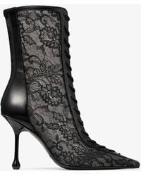 Jimmy Choo - Scarlett 95 Leather-Lace Heeled Boots - Lyst