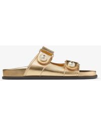 Jimmy Choo - Fayence Metallic-Leather Sandals - Lyst