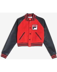 fila logo crop puffer jacket black