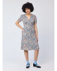 Joanie - Clothing Manon Parisian Map Print Button-Through Tea Dress - Lyst