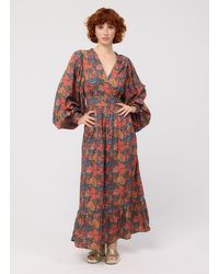 Joanie - Clothing Victoria Midnight Floral Print Balloon Sleeve Midaxi Dress- Uk - Lyst