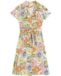 Joanie - Clothing Santorini Postcard Print Belted Midi Dress- Uk - Lyst