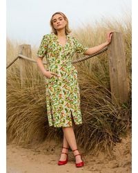 Joanie - Clothing Manon Cherry Print Button-Through Tea Dress - Lyst