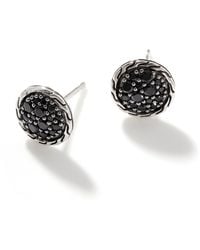 John Hardy - Carved Chain Pavé Stud Earring In Sterling Silver - Lyst