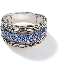 John Hardy - Carved Chain Pavé Stacked Ring In Sterling Silver - Lyst