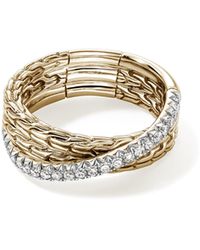 John Hardy - Jh Essential Pavé Crossover Ring - Lyst