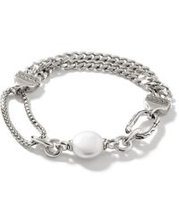 John Hardy - Curb Chain Pearl Link Bracelet In Sterling Silver - Lyst