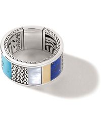 John Hardy - Carved Chain Inlay Band Ring In 18k Gold & Sterling Silver - Lyst