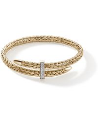 John Hardy - Spear Pavé Flex Cuff Bracelet In 14k Gold - Lyst