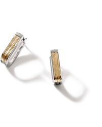 John Hardy - Bamboo Striated Hoop Earring In Sterling Silver/18k Gold - Lyst