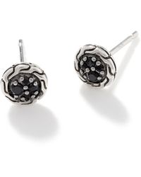 John Hardy - Carved Chain Pavé Stud Earring In Sterling Silver - Lyst