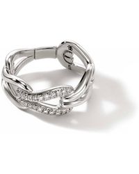 John Hardy - Surf 8mm Pavé Link Ring In Sterling Silver - Lyst
