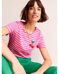 Boden - Crochet Cherry Cotton T-shirt - Lyst