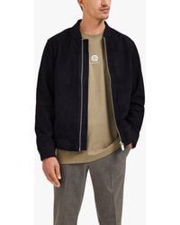 SELECTED - Suede Bomber Jacket - Lyst