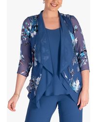 Chesca - Bluebird Silk Blend Devoree Floral Print Shrug - Lyst