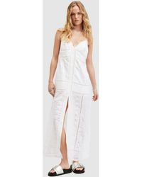 AllSaints - Dahlia Embroidered Organic Cotton Blend Maxi Dress - Lyst