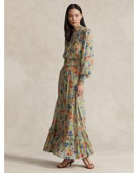 Ralph Lauren - Polo Floral Print Blouson Maxi Dress - Lyst