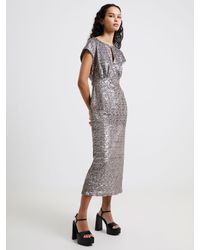 French Connection - Adalynn Sequin Midi Dress - Lyst