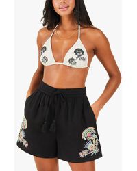 Accessorize - Embroidered Linen Shorts - Lyst