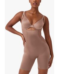 Spanx - Shaping Satin Open Bust Mid Thigh Bodysuit - Lyst