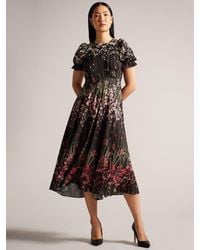 Ted Baker - Zahrria Floral Print High Low Hem Midi Dress - Lyst