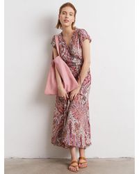Gerard Darel Jessy Paisley Print Midi Dress - Pink