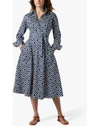 Jasper Conran - Blythe Geometric Print Full Skirt Midi Shirt Dress - Lyst