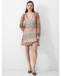 French Connection - Rudy Textured Zig Zag Stripe Mini Dress - Lyst