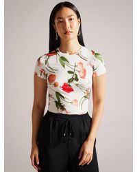 Ted Baker - Treyya Floral Print Fitted T-shirt - Lyst