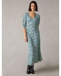 Ro&zo - Petite Multi Blurred Daisy Print V Neck Midi Dress - Lyst