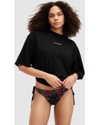 AllSaints - Jamilia Sequin Embroidery Side Tie Bikini Bottoms - Lyst