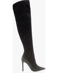 Moda In Pelle - Yesenia Suede Diamante Embellished Over The Knee Boots - Lyst