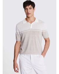 Moss - Stripe Wool And Linen Blend Polo Top - Lyst
